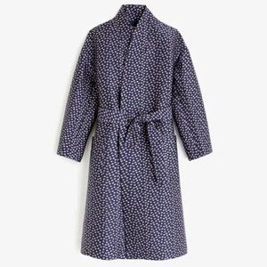J Crew Collection Jacquard Belted Wrap Coat Navy/Purple Size Small